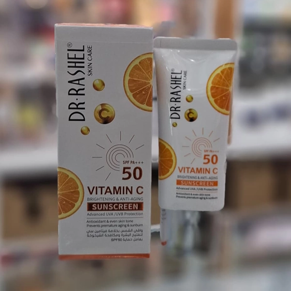 کرم ضد آفتاب دکتر راشل اصل حاوی ویتامین سی SPF50 ضد پیری 50 گرم | DR.RASHEL Vitamin c Sunscreen spf50
